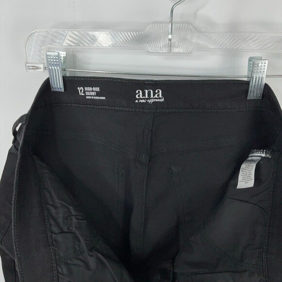 a.n.a. Women's High Rise Skinny Jeans Black Stretch Denim Jeans size 12 Unhemmed - Picture 8 of 10